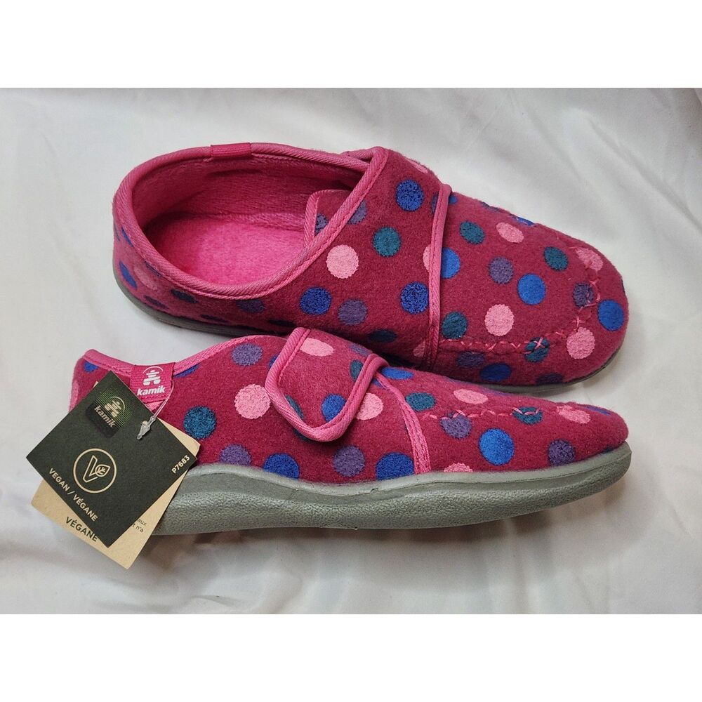 Kamik Cozylodge Hard Sole Slippers Big Kid Girls 5 Pink Polka Dot